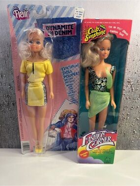 Vintage Ms Flair & Club Sunshine Fashion Corner Doll Bundle